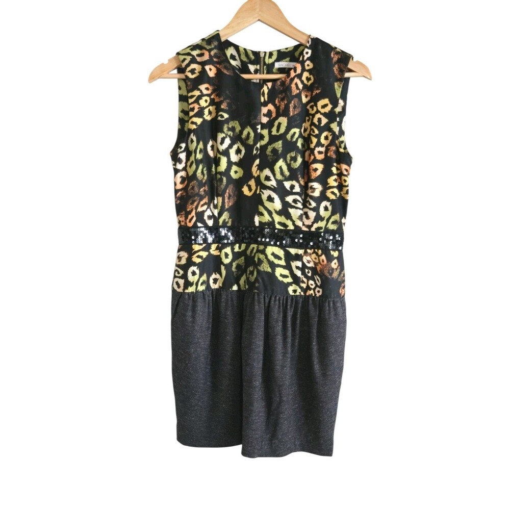Rachel Roy Animal Print  Sequin Dress Gold Back Zip Event Size 6 - Picture 2 of 10